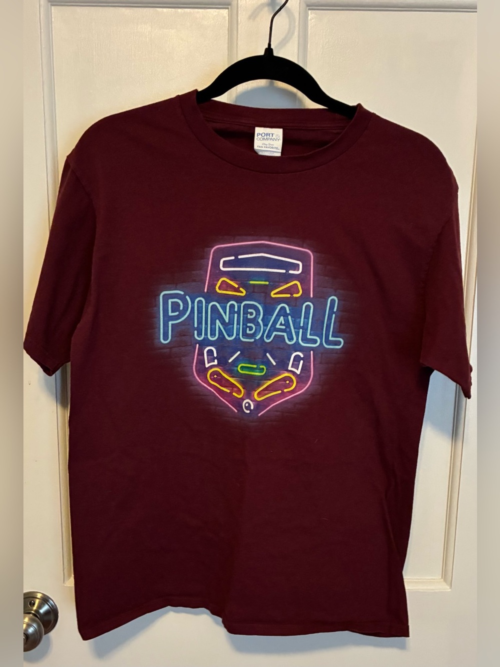 Port and Company Maroon Pinball Graphic Short Sleeve Tee